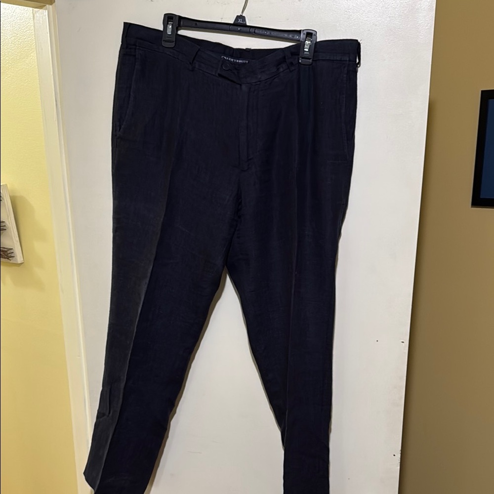 Charles Tyrwhitt Blue linen dress pants